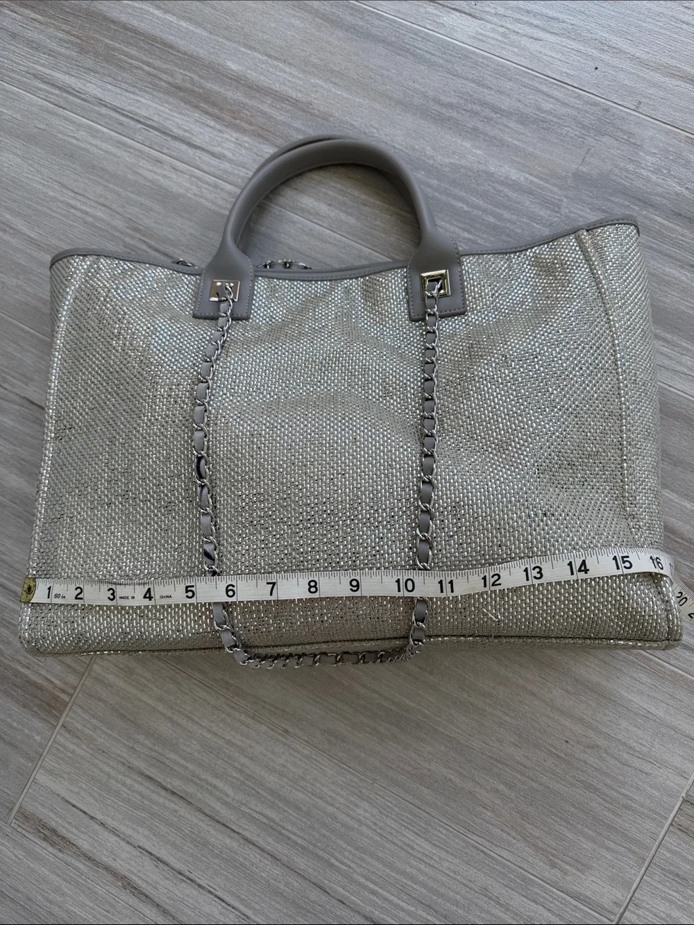 INZI Silver Tote Bag